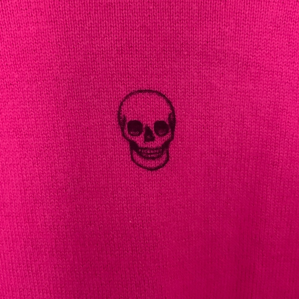 Torrid 00 Hot Pink Raglan Skull Sweater - Picture 3 of 5